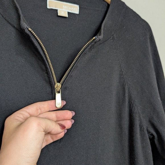 Michael Kors Black Knit Sheath Dress with 3/4 Sleeves Medium - Picture 3 of 10